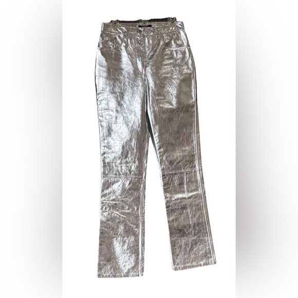 Helmut Lang Silver Leather Pants ✨ BNWT 🚀 Size 6 - Picture 6 of 12
